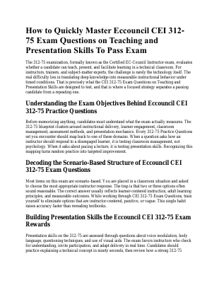 How to Confidently Answer Eccouncil CEI 312-75 Exam Questions on Teaching and Presentation Skills in the exam